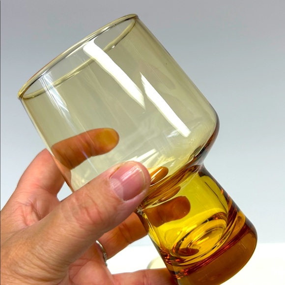 Vintage 1970’s set of 3 Libbey Amber Accent Steiner Pilsner glasses - Picture 2 of 6